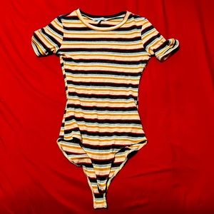 Charlotte Russe Multi-Colored, Striped Body Suit
